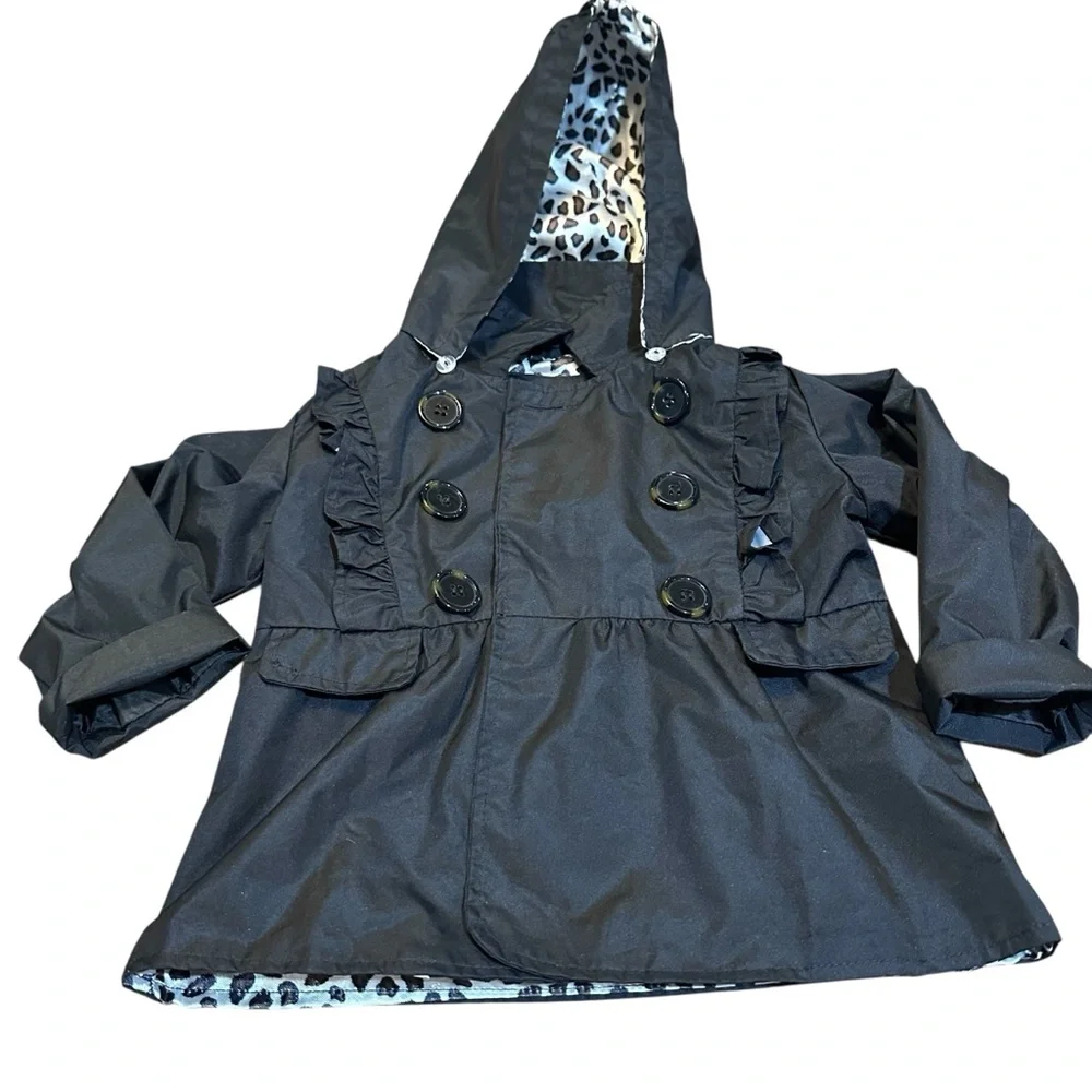 Pink Platinum Girls Double‎ Leopard rain Jacket sz 2T